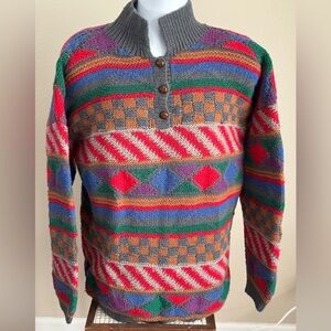 Vintage LS EXPEDITION COMPANY 100% Shetland Wool  Colorful Sweater 

Men's Large